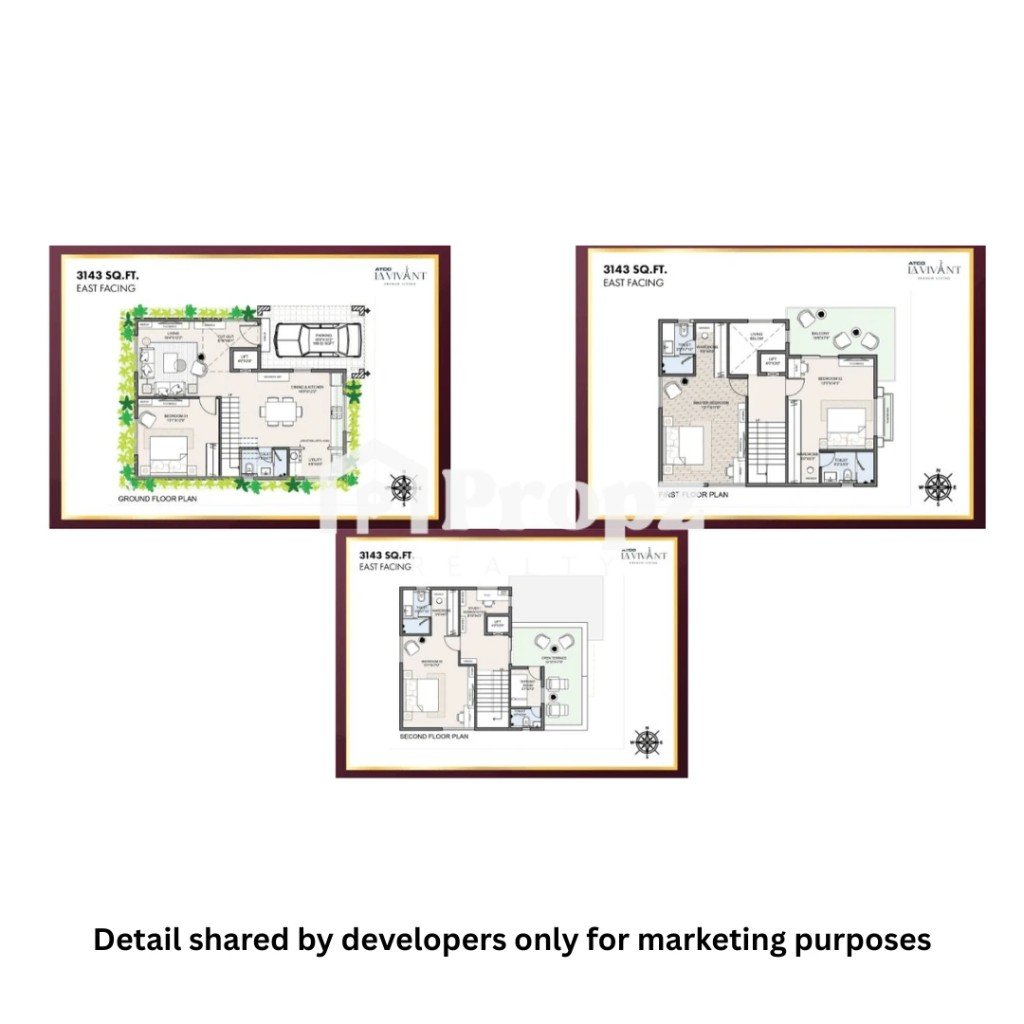 3 BHK floor plan — ATCO La Vivant