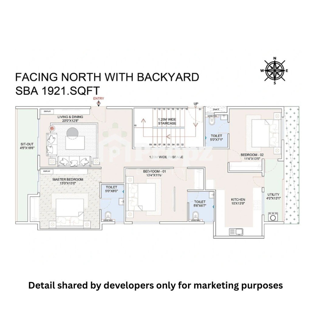 Compact 3 BHK Villament floor plan — Atco La Vivant Villaments
