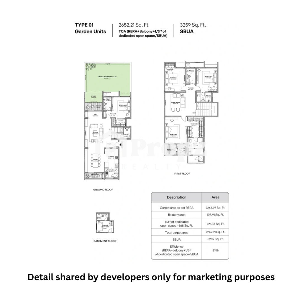 4 BHK Villaments floor plan — Assetz Mizu and Ki