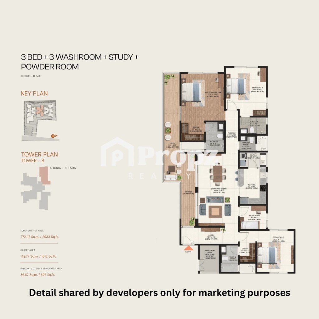 3.5 BHK floor plan — Brigade Avalon