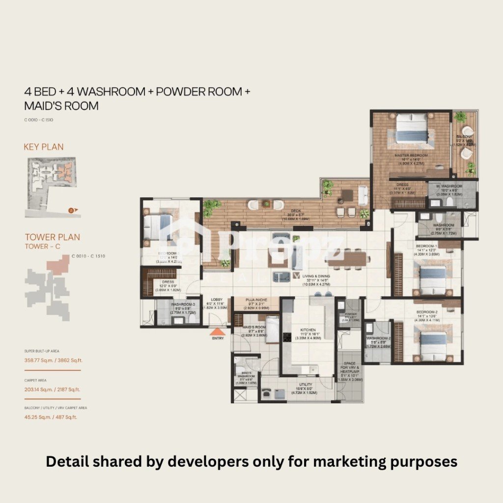 4 BHK floor plan — Brigade Avalon