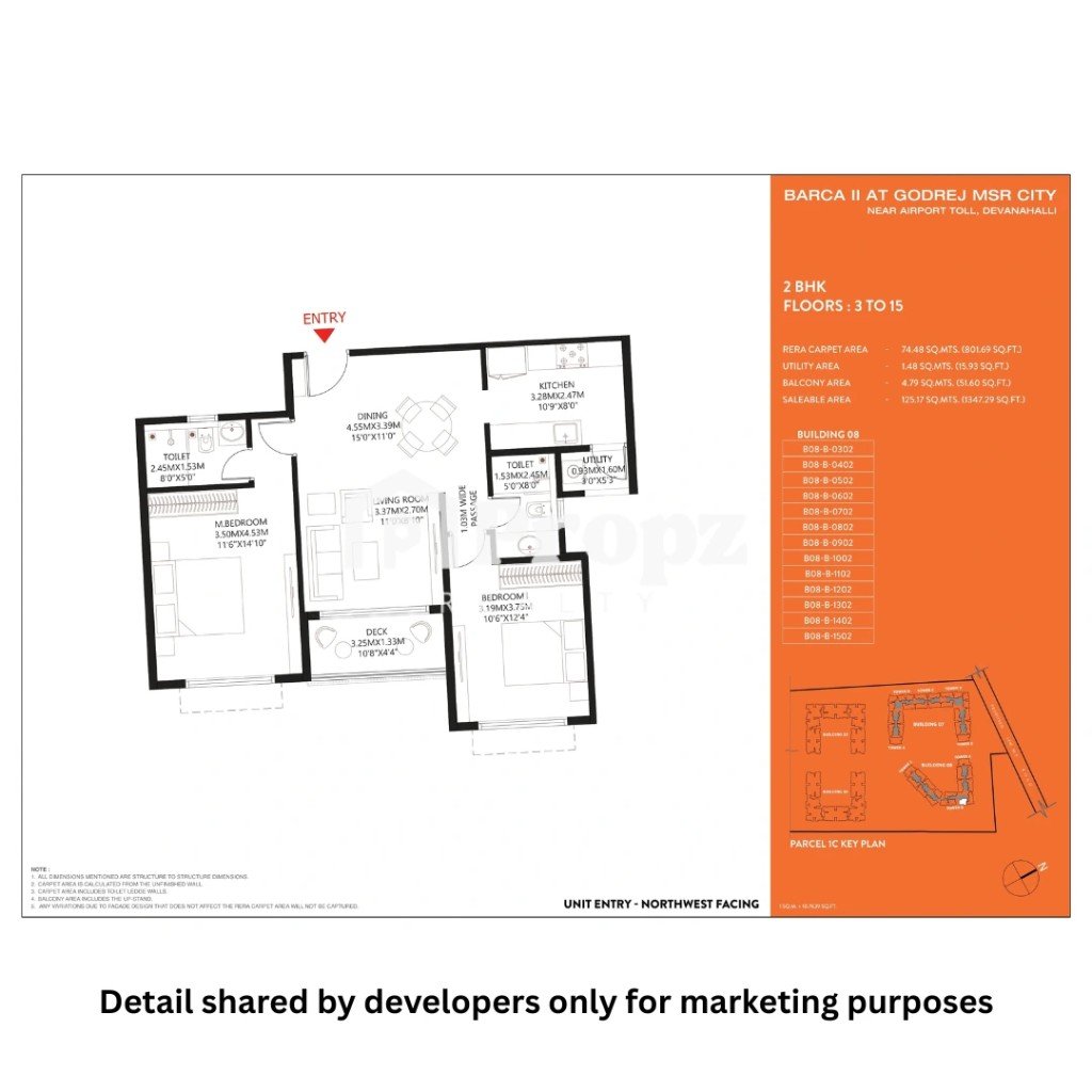 2 BHK floor plan — Barca At Godrej Msr City