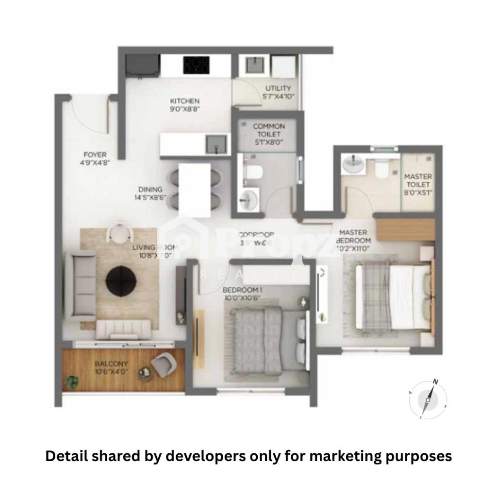 2 BHK floor plan — Godrej Parkshire