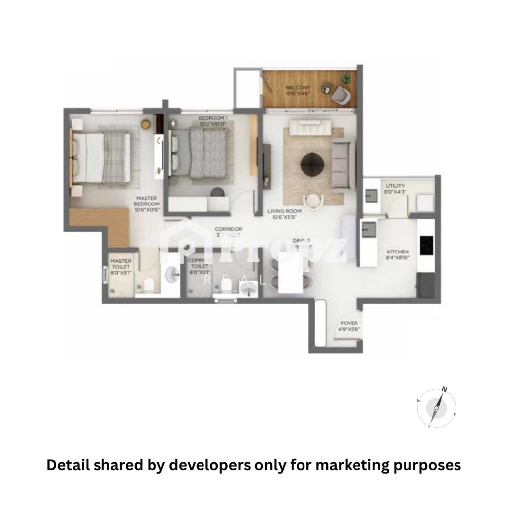 2 BHK floor plan — Godrej Parkshire