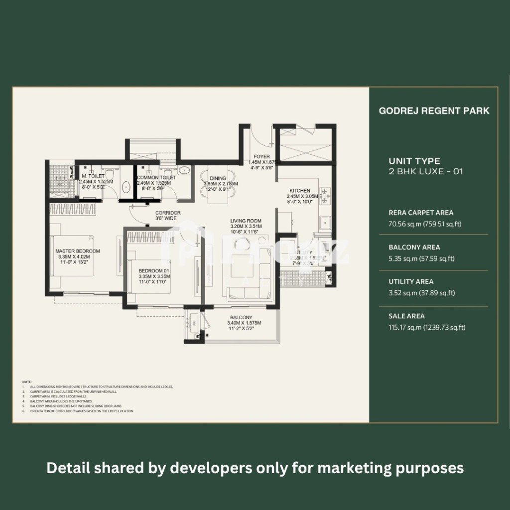 2 BHK Luxe-01 floor plan — Godrej Regent Park