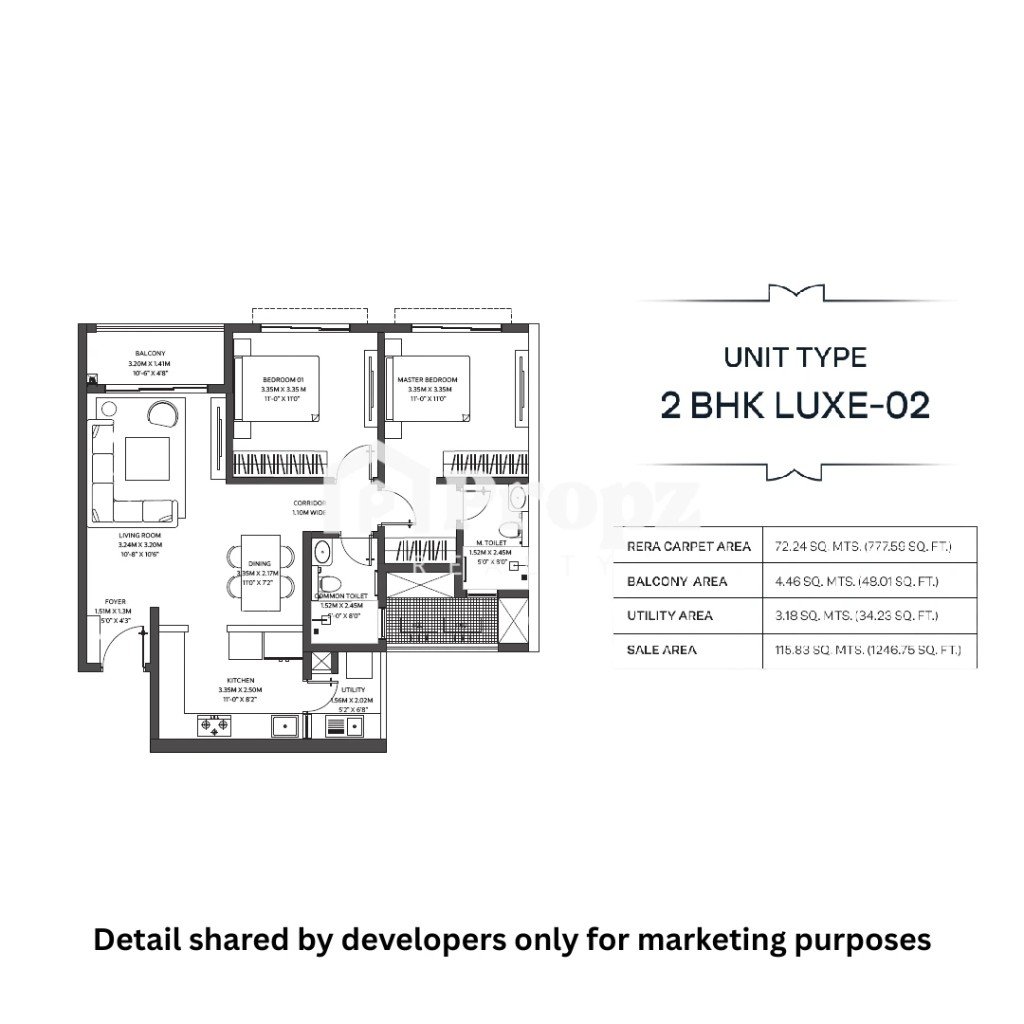 2 BHK Luxe-02 floor plan — Godrej Regent Park