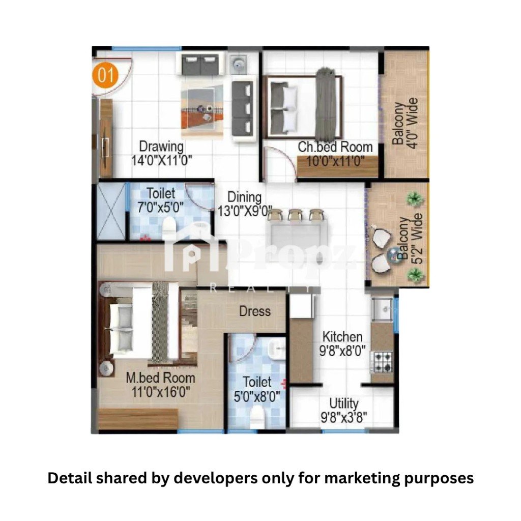2 BHK floor plan — Isha Hilife