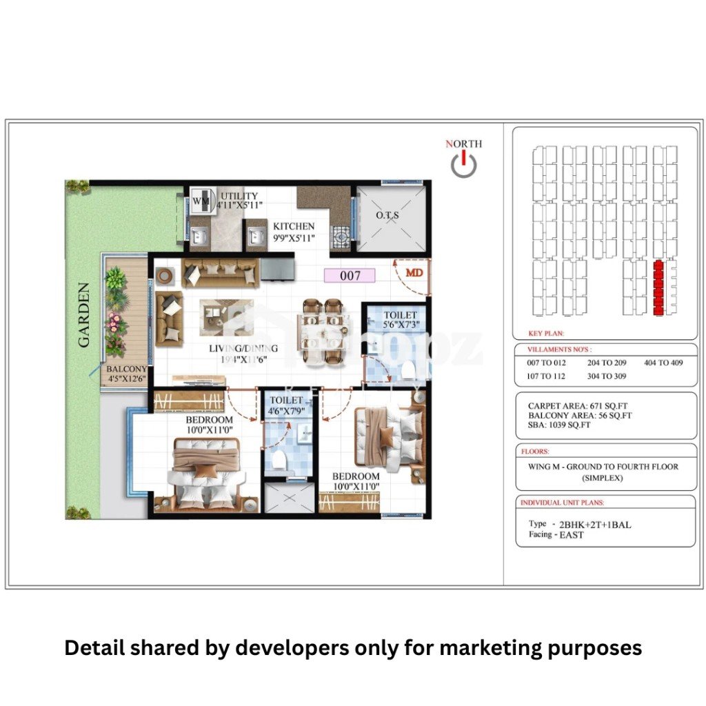 2 BHK Simplex (Classic Ville) floor plan — Sbr Global Queensville