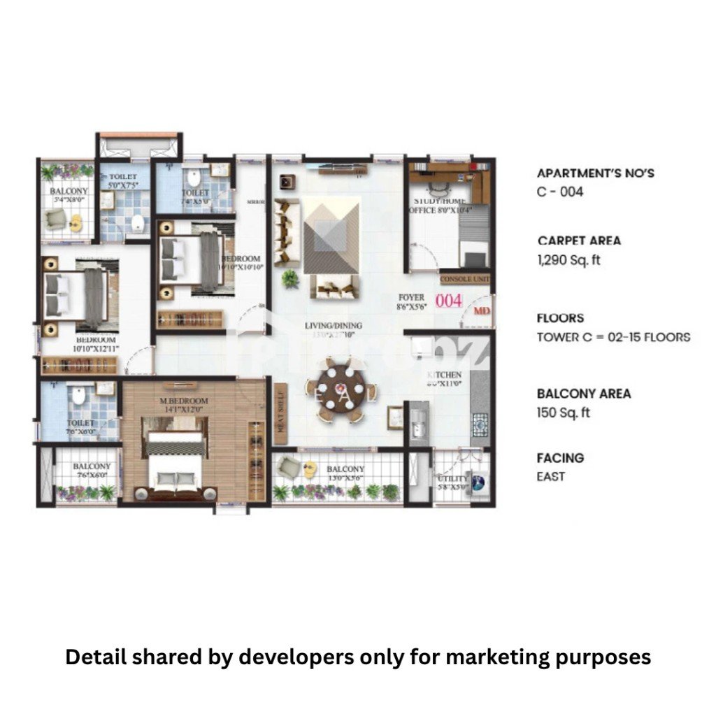 3.5 BHK floor plan — Sbr Minara