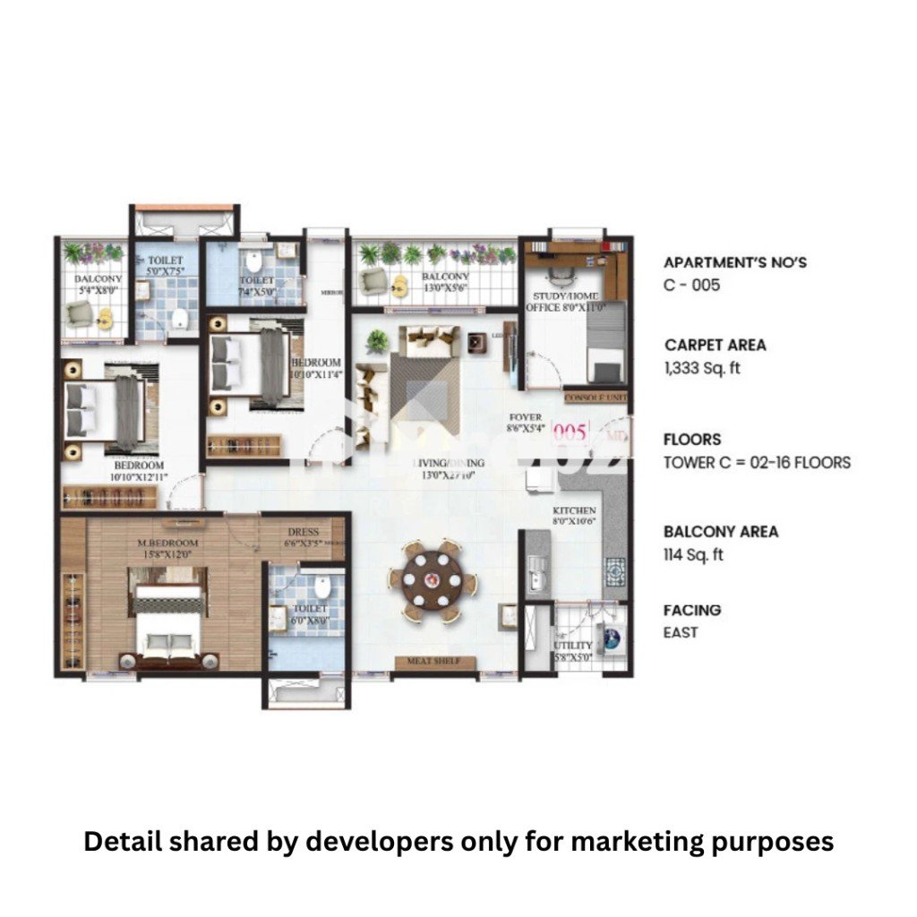 3.5 BHK floor plan — Sbr Minara