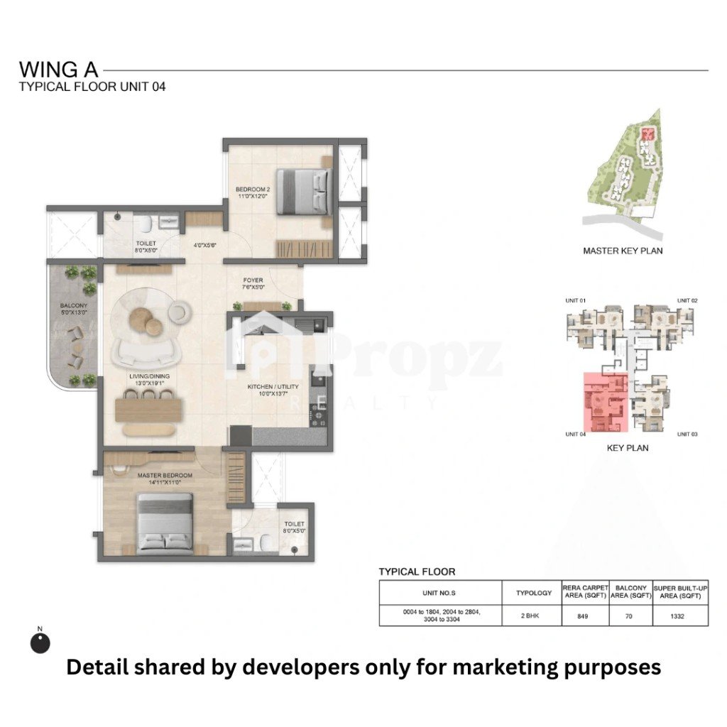 2 BHK floor plan — Solcrest