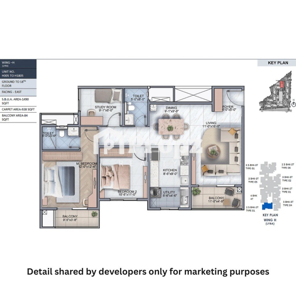 3 BHK floor plan — Sumadhura Edition