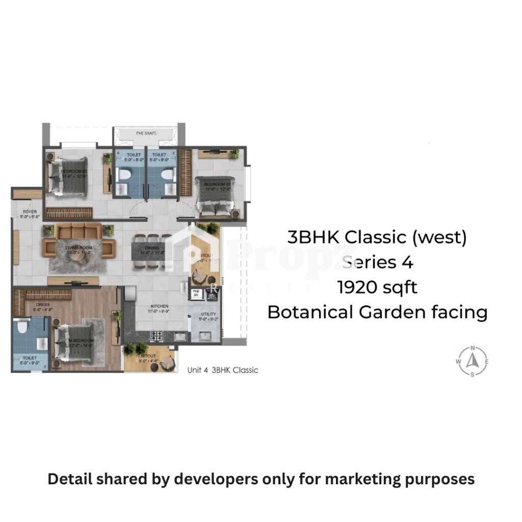 3 BHK floor plan — Sumadhura Sarang