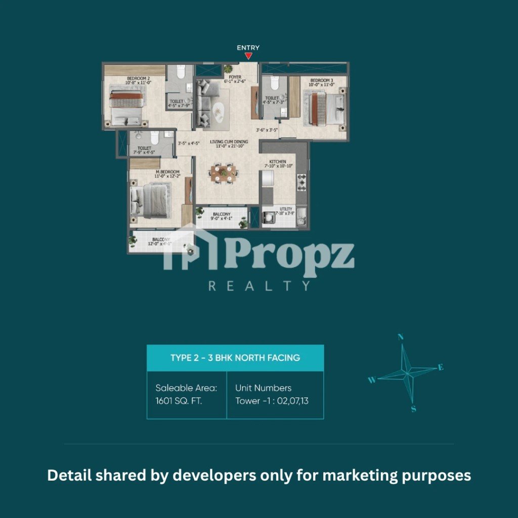 3 BHK floor plan — Sowparnika Rhythm Of Rain