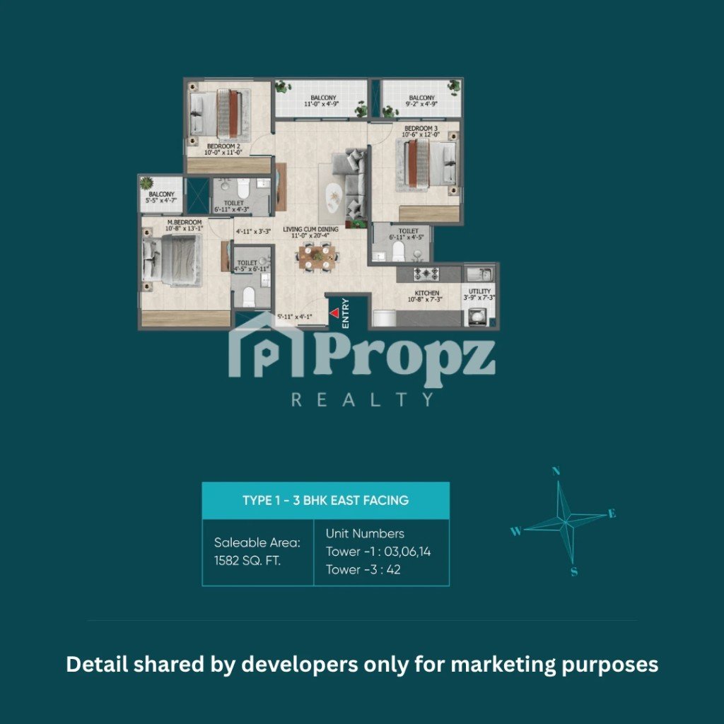 3 BHK floor plan — Sowparnika Rhythm Of Rain