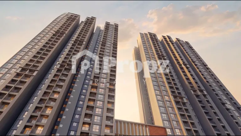 Upward view of modern high-rise residential towers with balconies at Orchid South Park