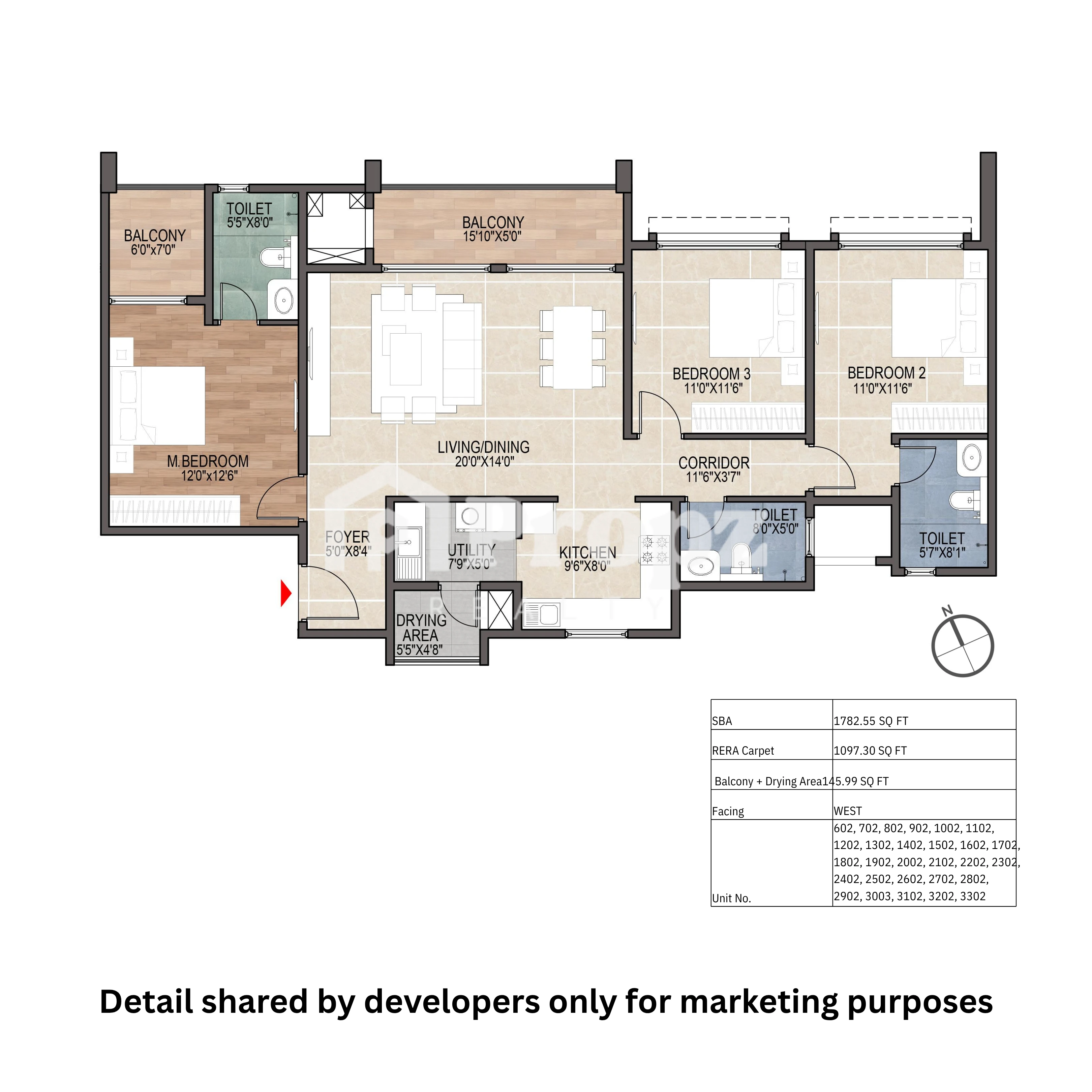 3 BHK floor plans by Mana Skanda -Apartments in Sarjapur Road, Bengaluru