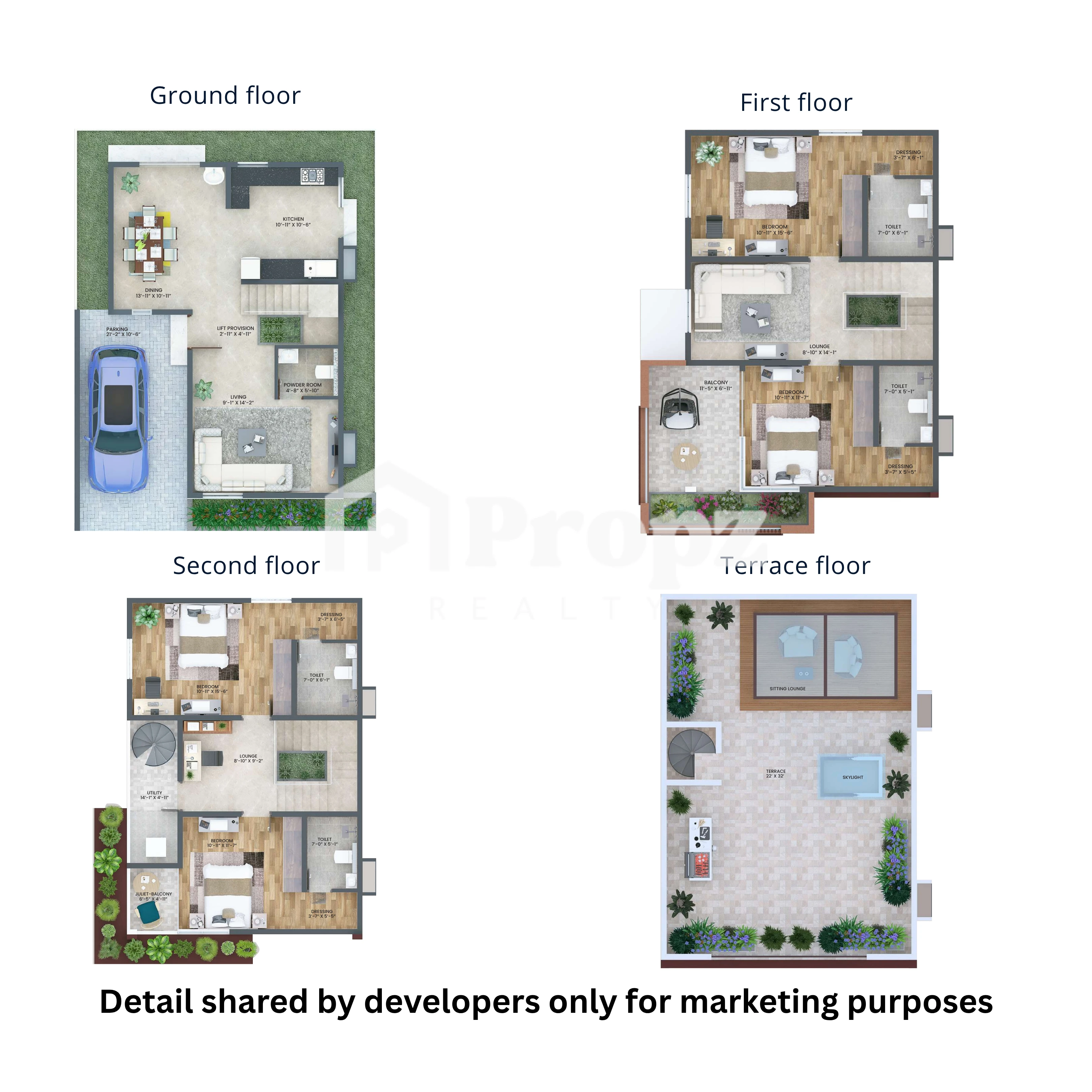 4 BHK floor plan — Konig Homes North County