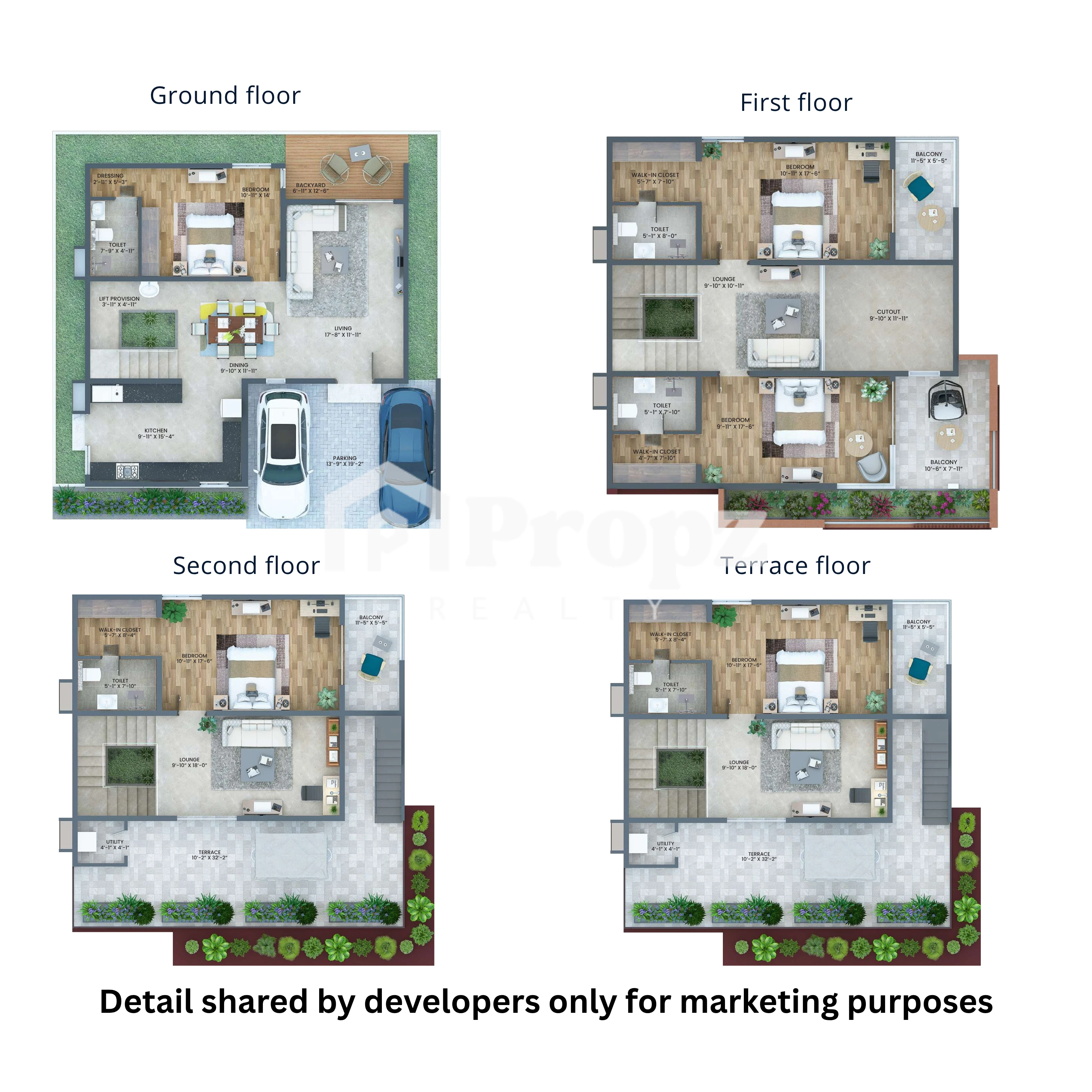4 BHK floor plan — Konig Homes North County
