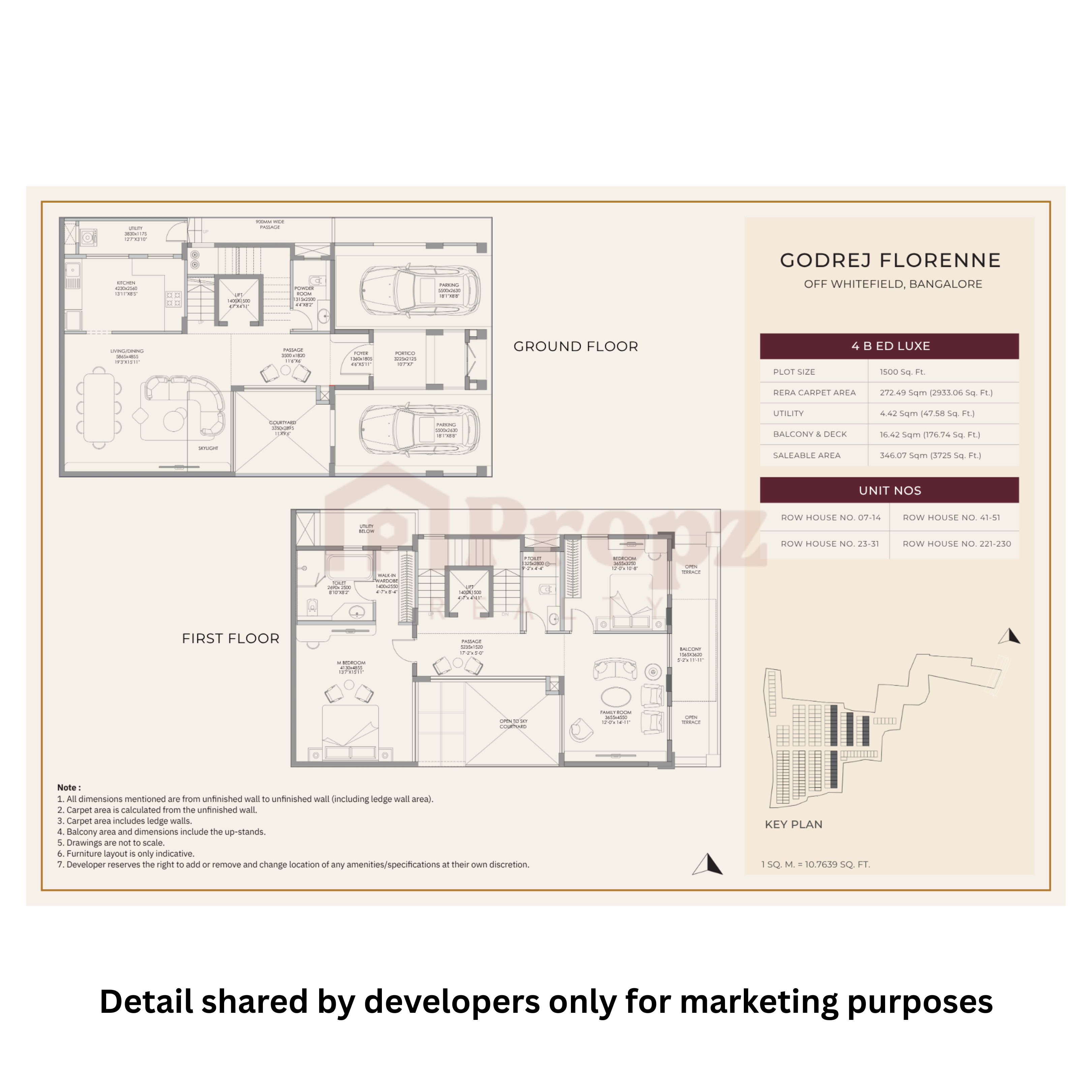 Uber - Luxury 4  BHK floor plan  by Godrej Florenne , off Soukya Road, Whitefield, Bangalore