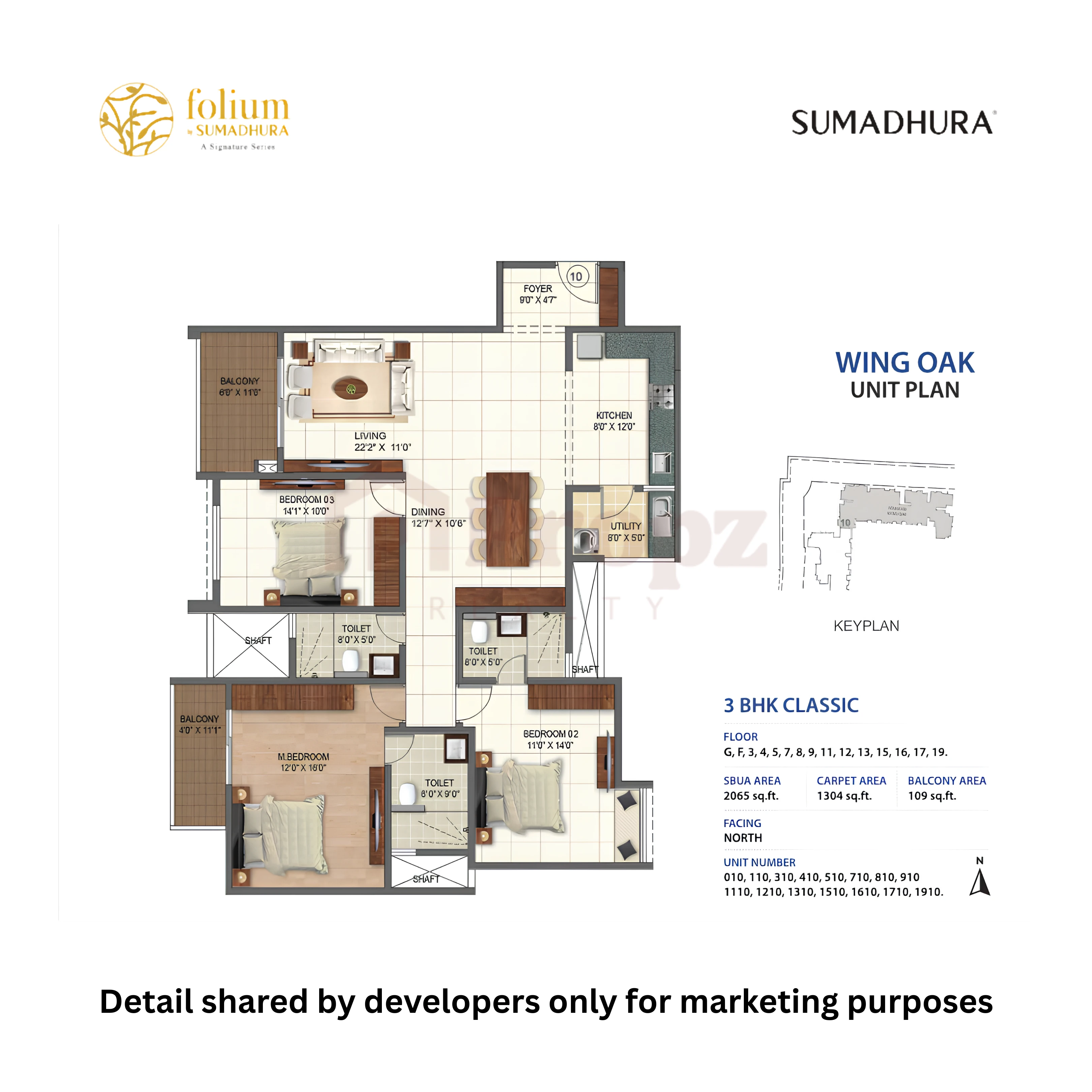 3 BHK Smart floor plan — Sumadhura Folium