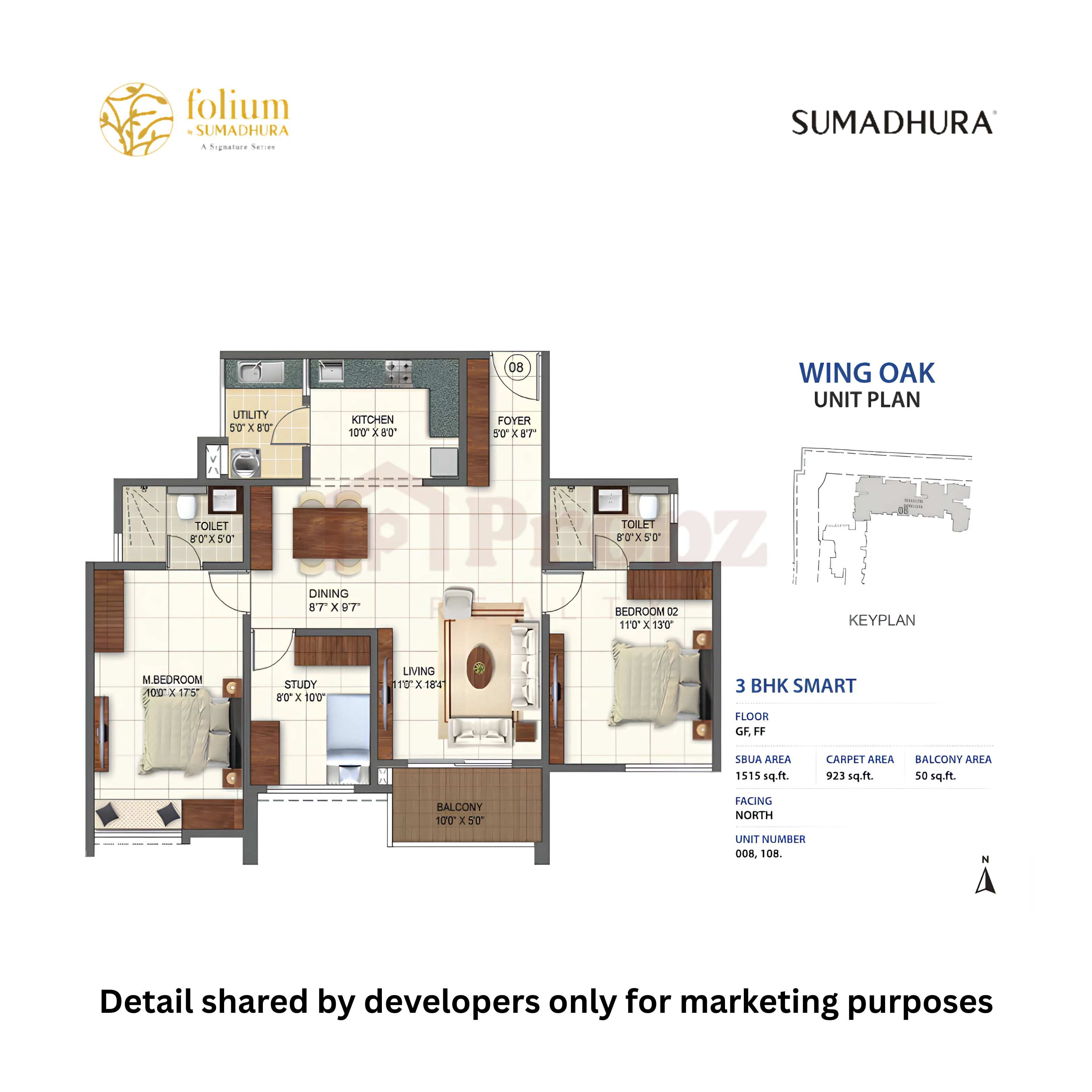 3 BHK Classic floor plan — Sumadhura Folium