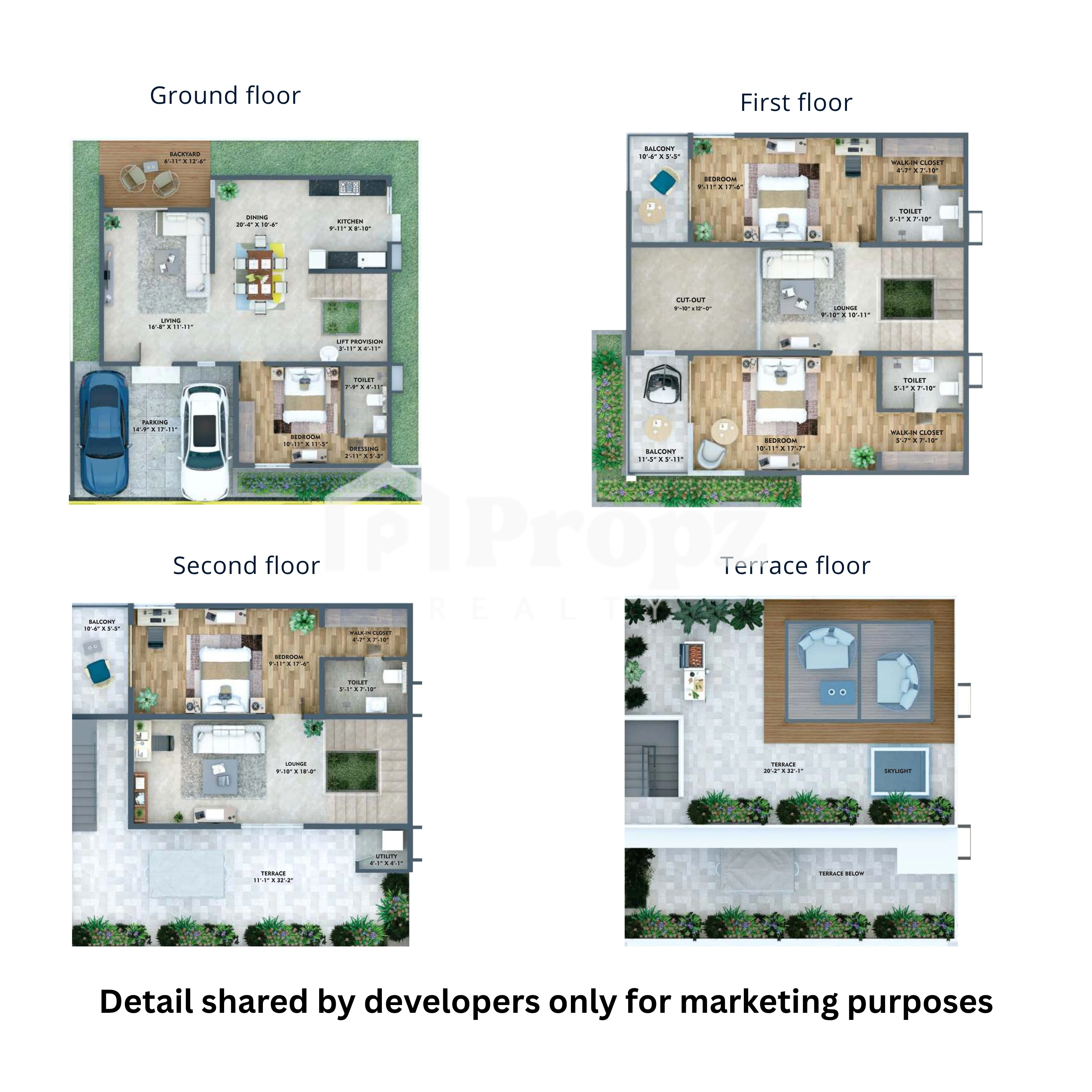 4 BHK floor plan — Konig Homes Fortune County
