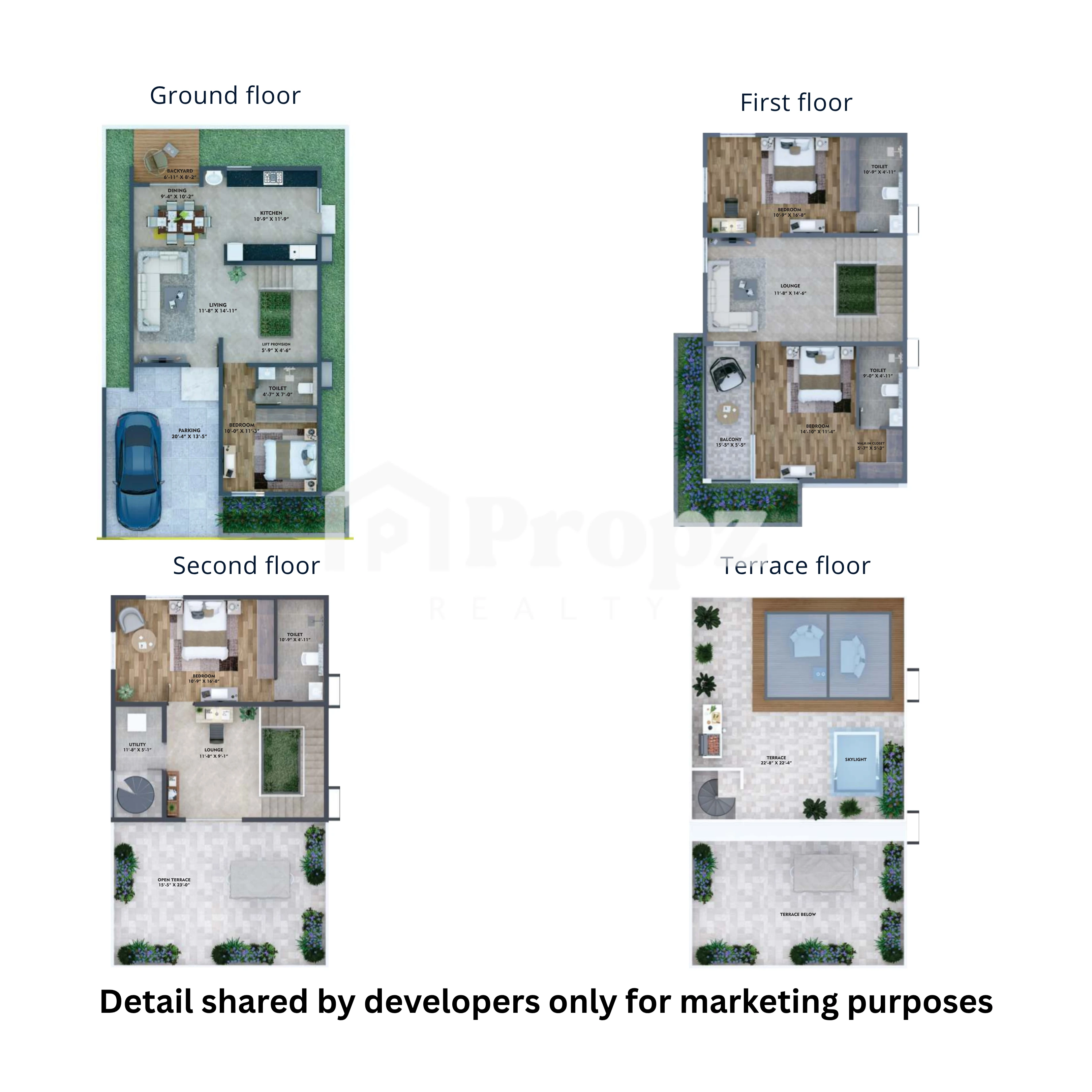 4 BHK floor plan — Konig Homes Fortune County