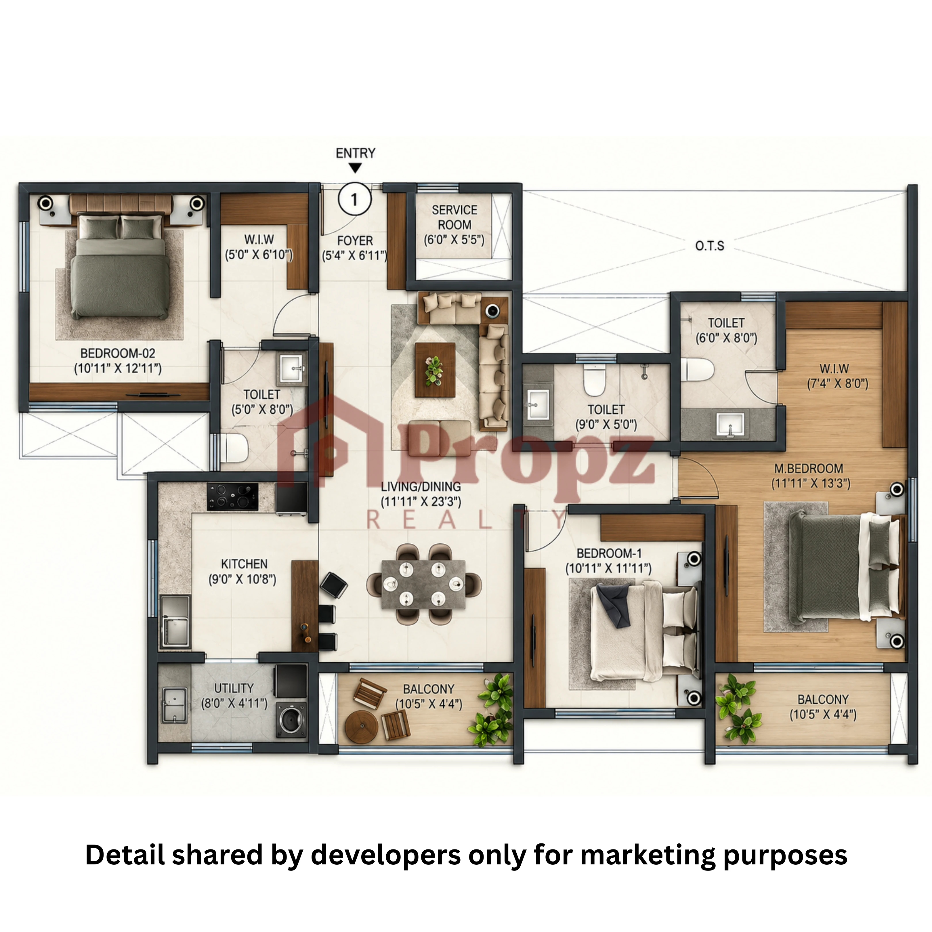 3 BHK Regal floor plan — Sumadhura Solace