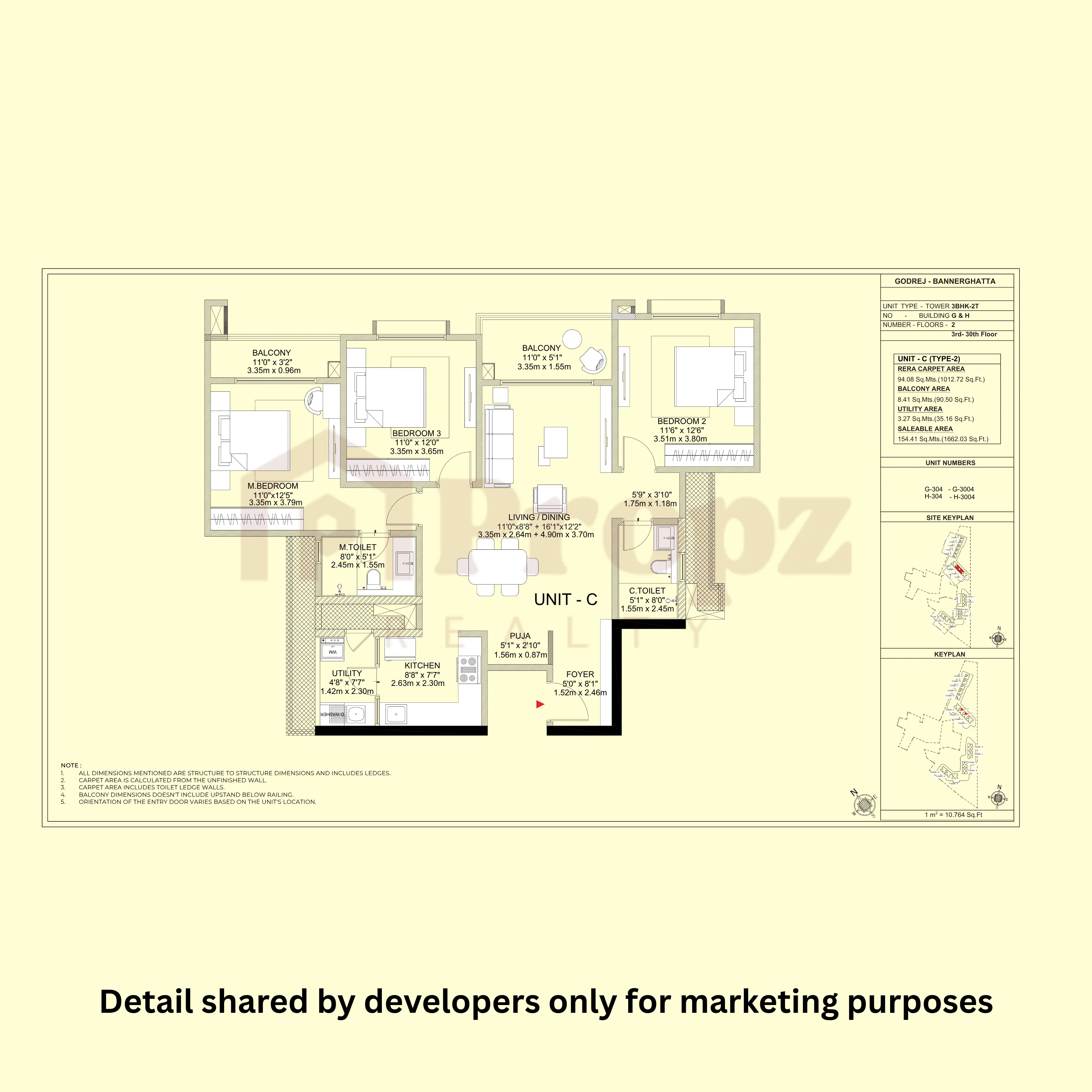3 BHK – 2T (Type-2) floor plan — Godrej Vanantara