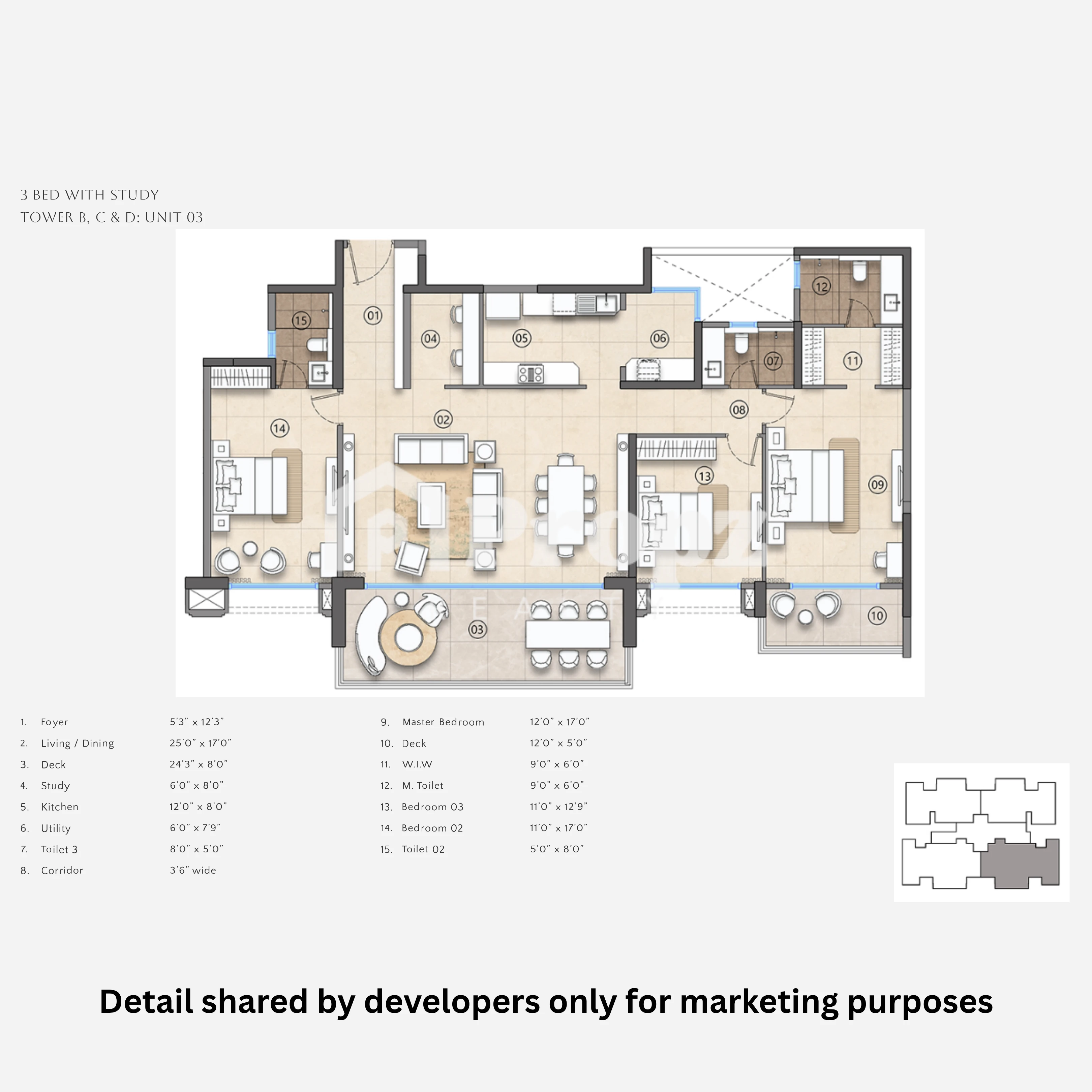 3.5 BHK floor plan — Lodha Beaumont Estate