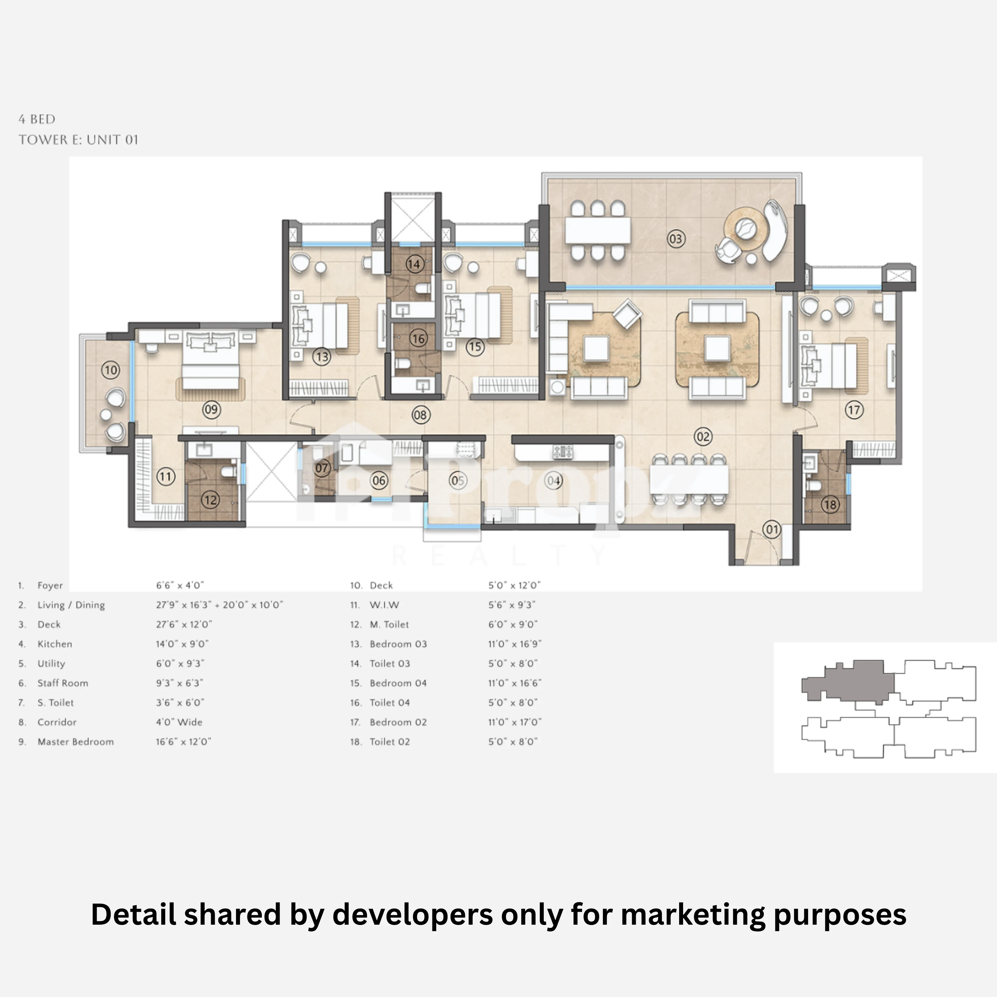 4 BHK + Maid Room floor plan — Lodha Beaumont Estate