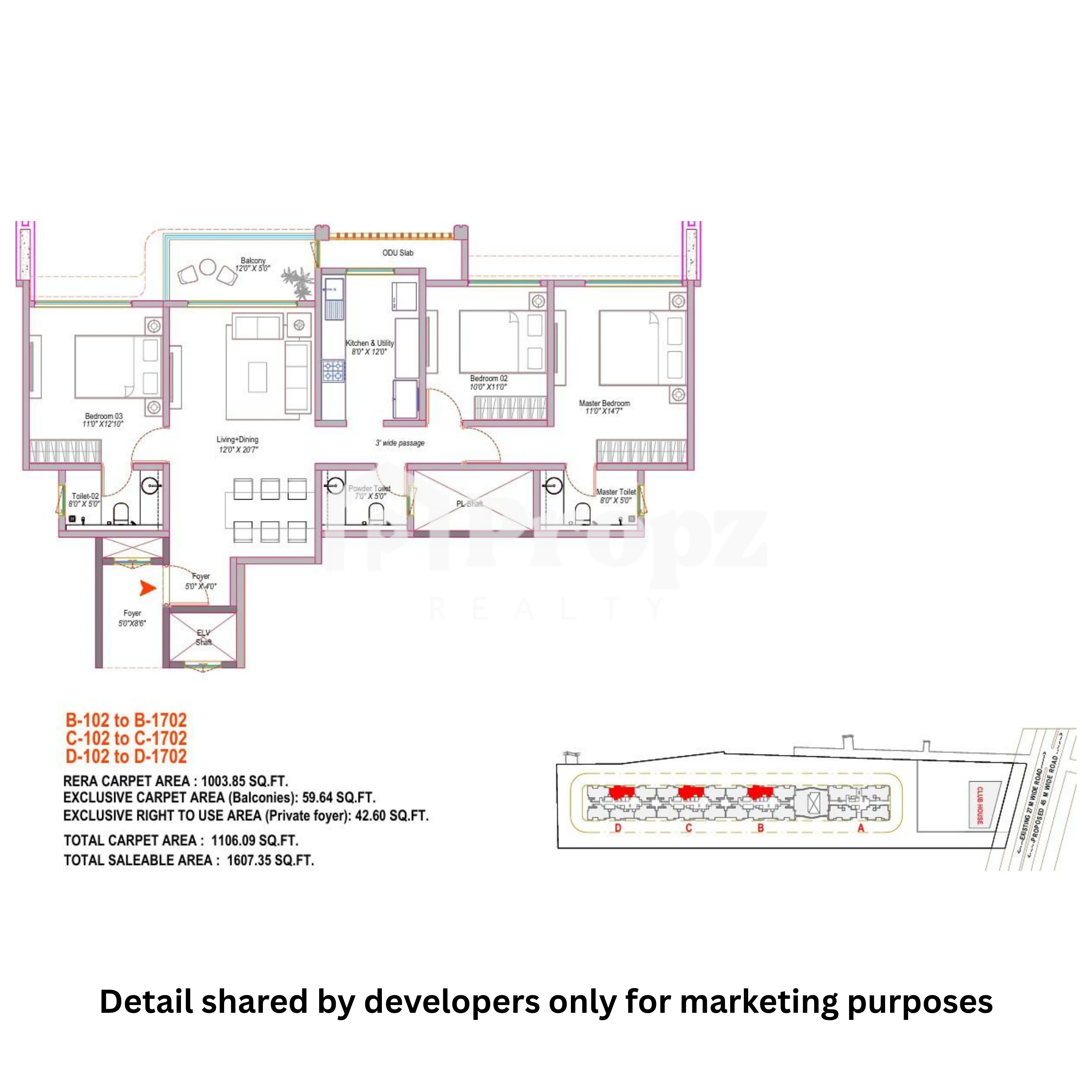 3 BHK Classic floor plan — Arvind Sylva
