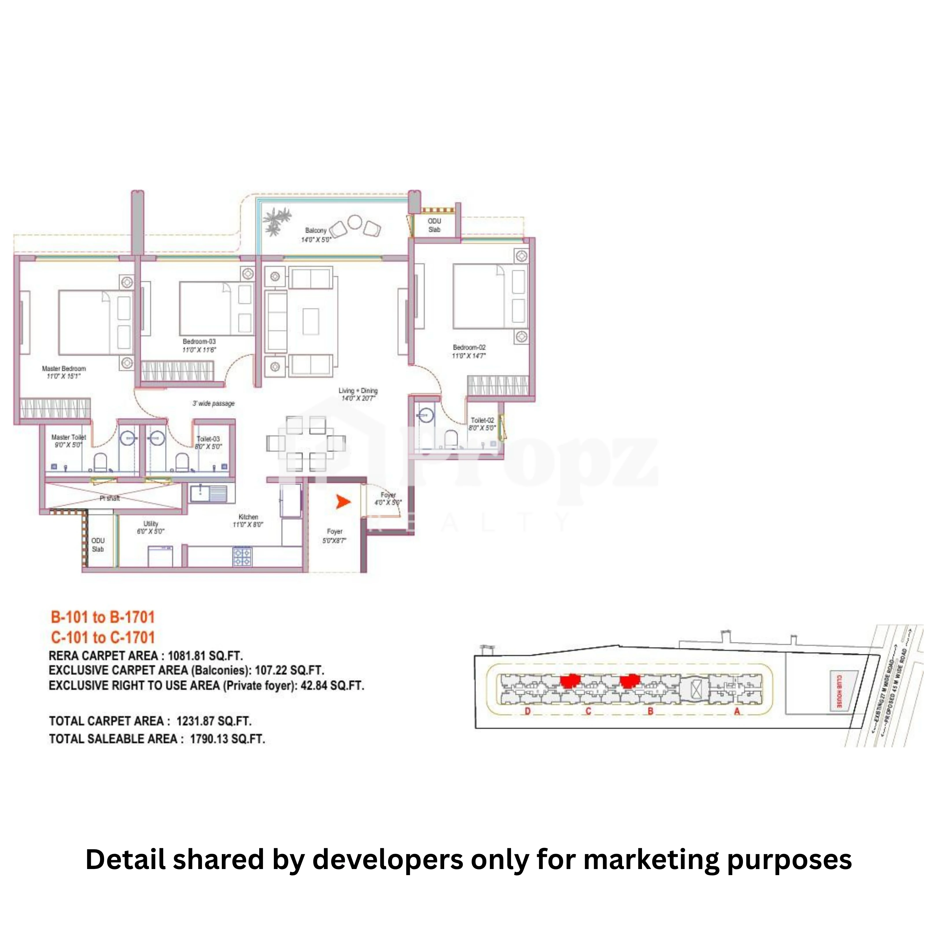 3 BHK Premium floor plan — Arvind Sylva