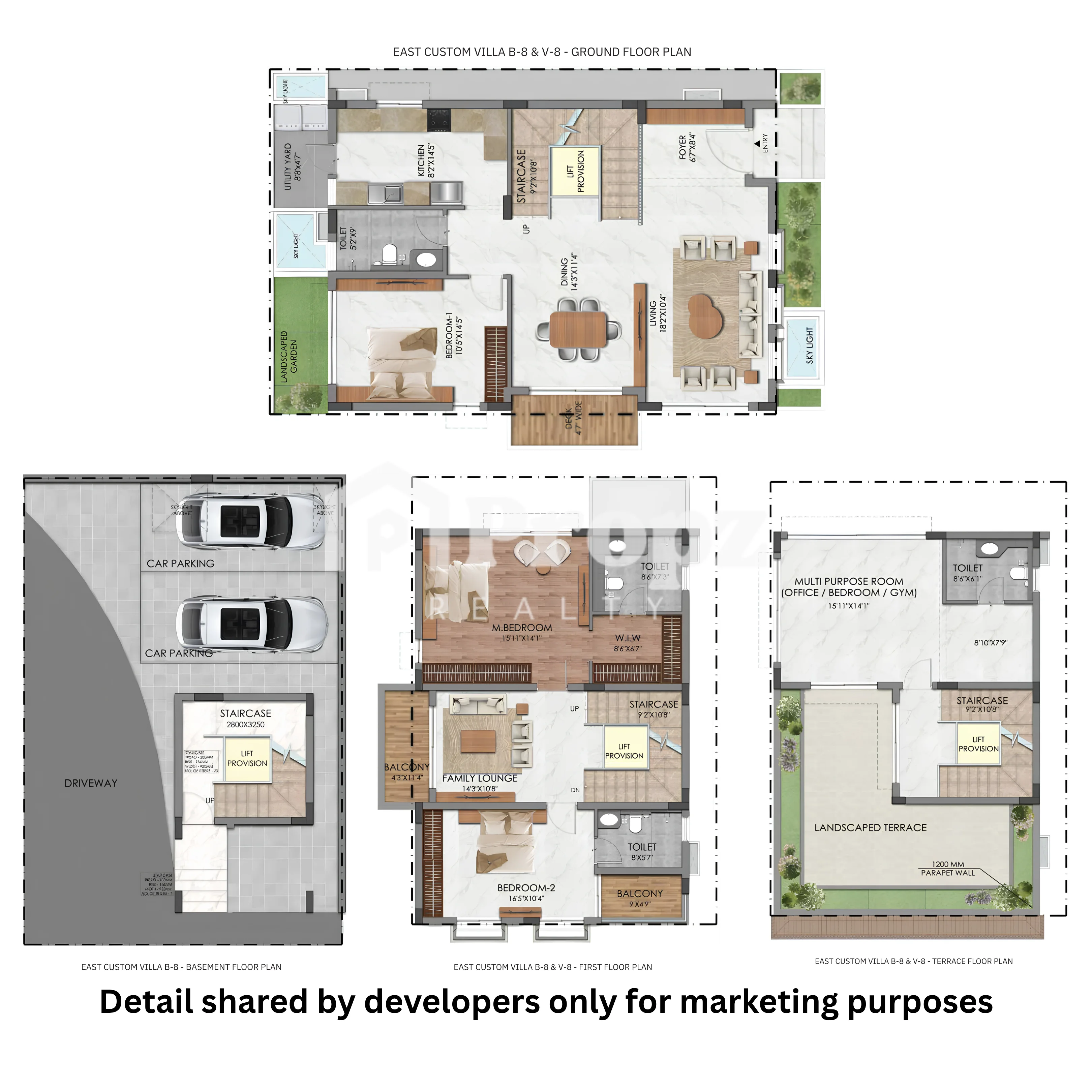 4 BHK Boutique Villa floor plan — DRK Bellagio