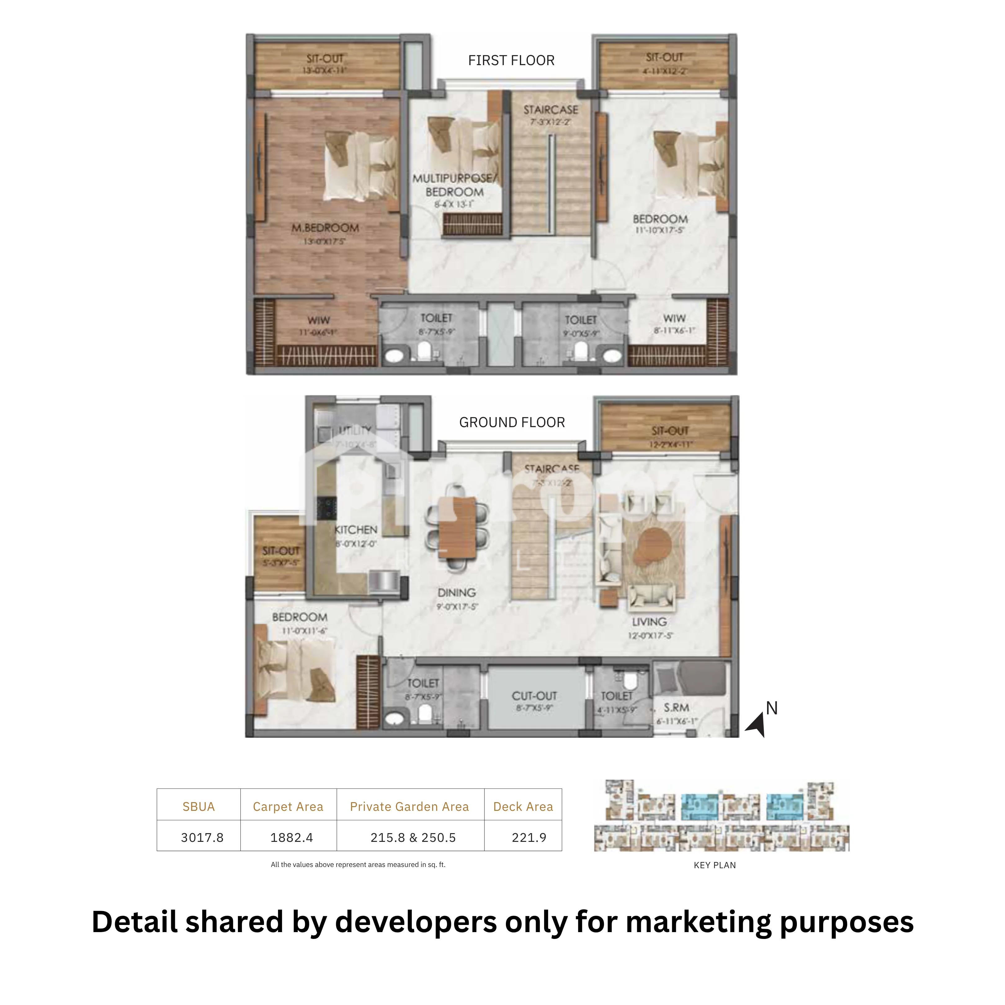4 BHK Duplex Villament floor plan — DRK Bellagio