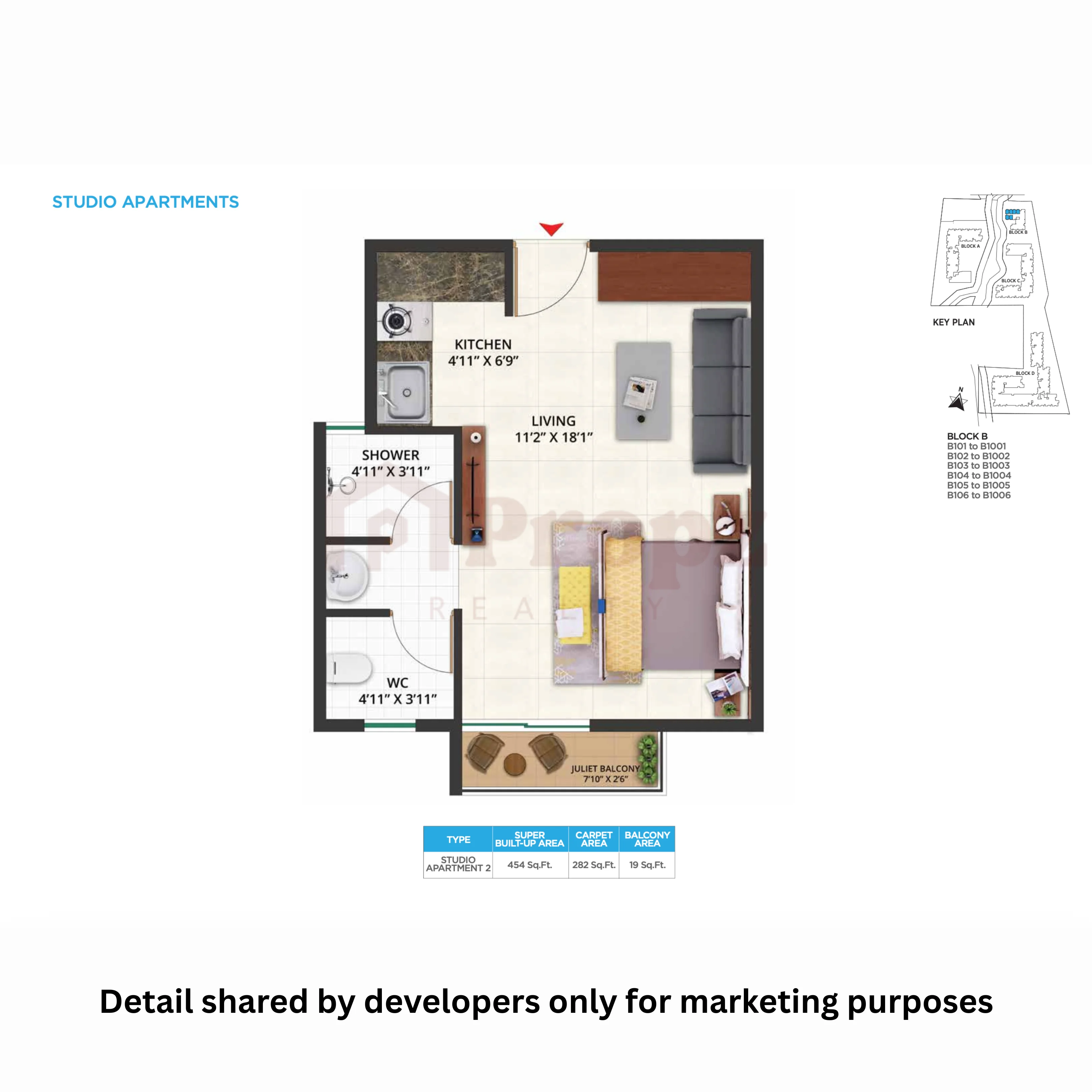 Studio Type 2 floor plan — Sattva Aeropolis
