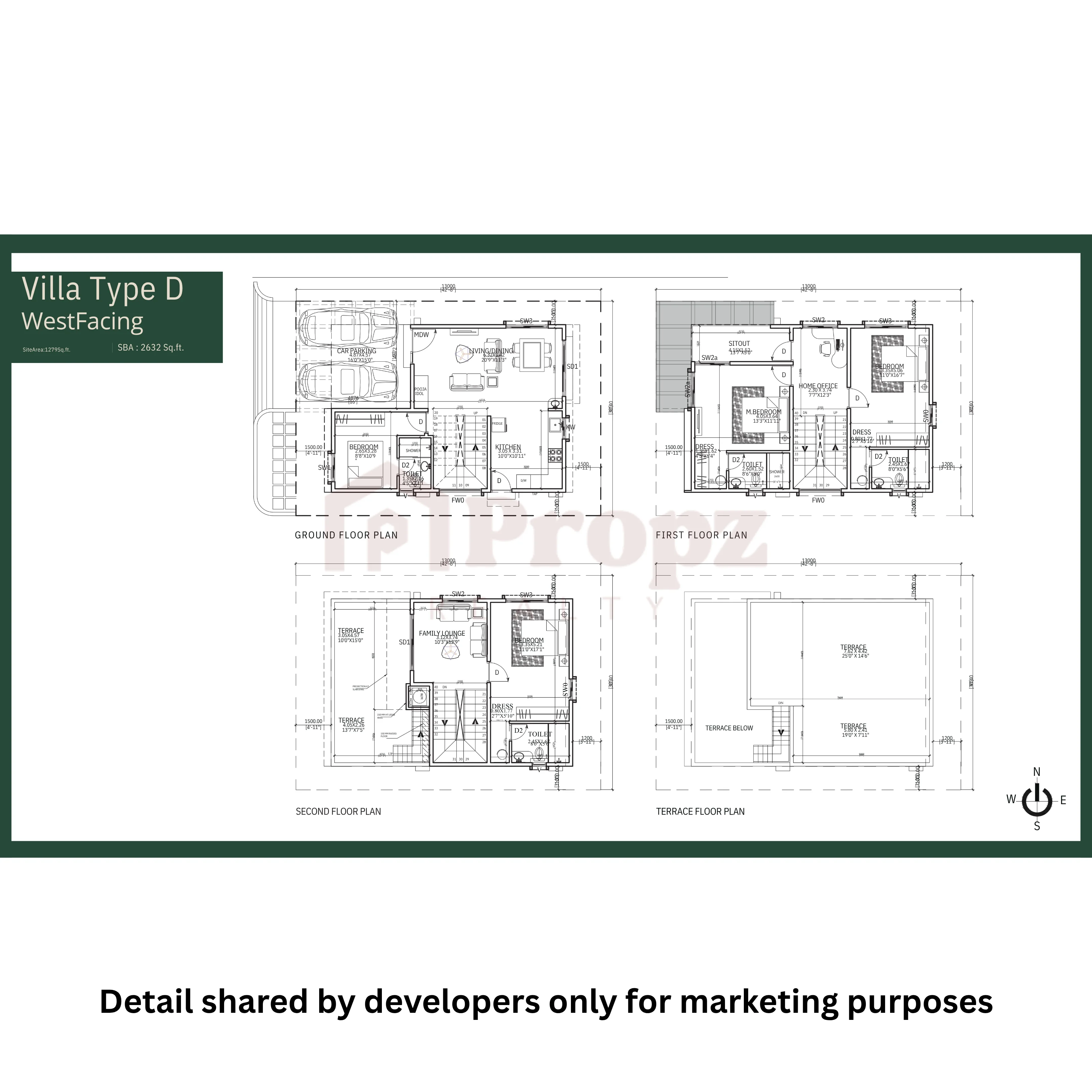 4 BHK floor plan — Trifecta Verde En Resplandor