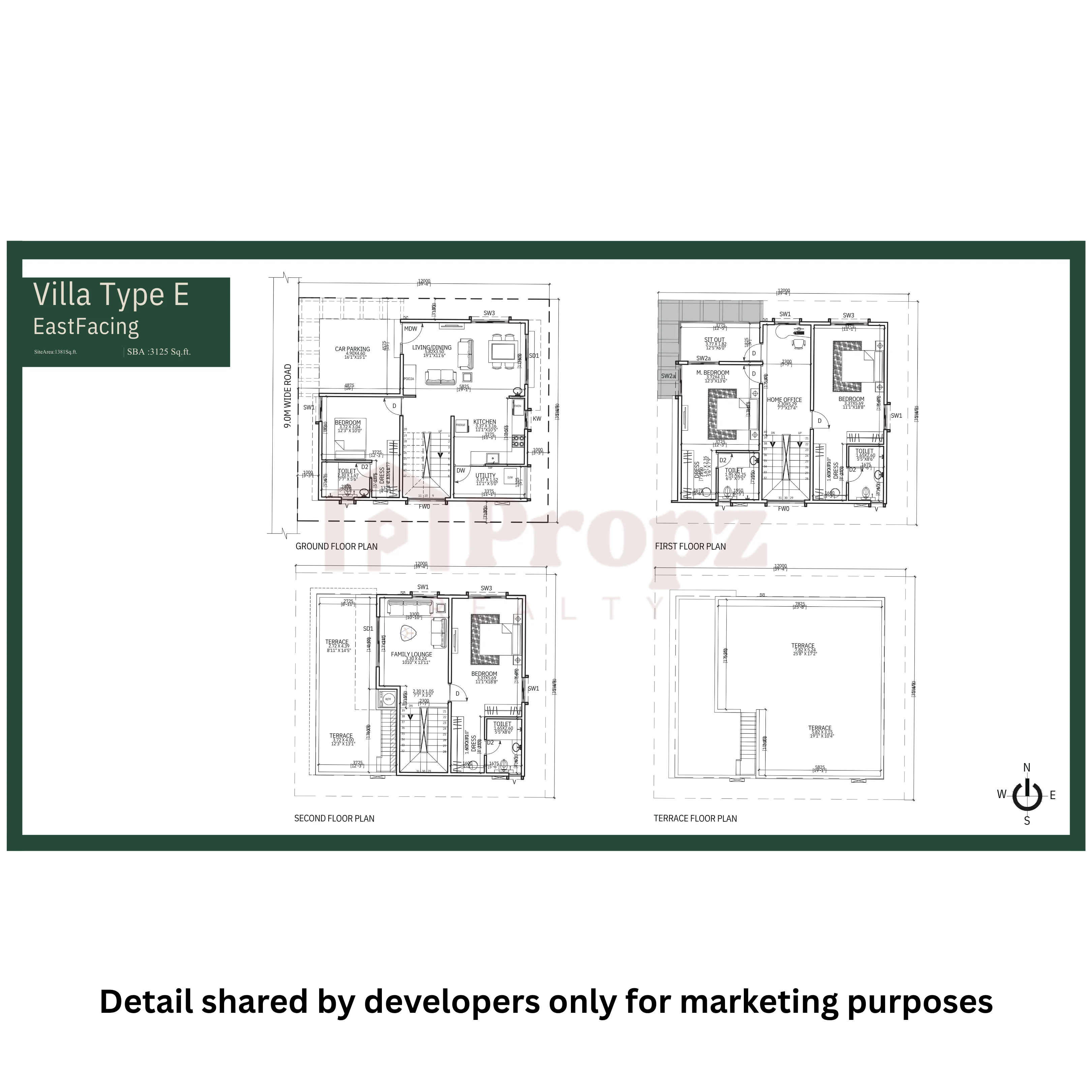 4 BHK floor plan — Trifecta Verde En Resplandor